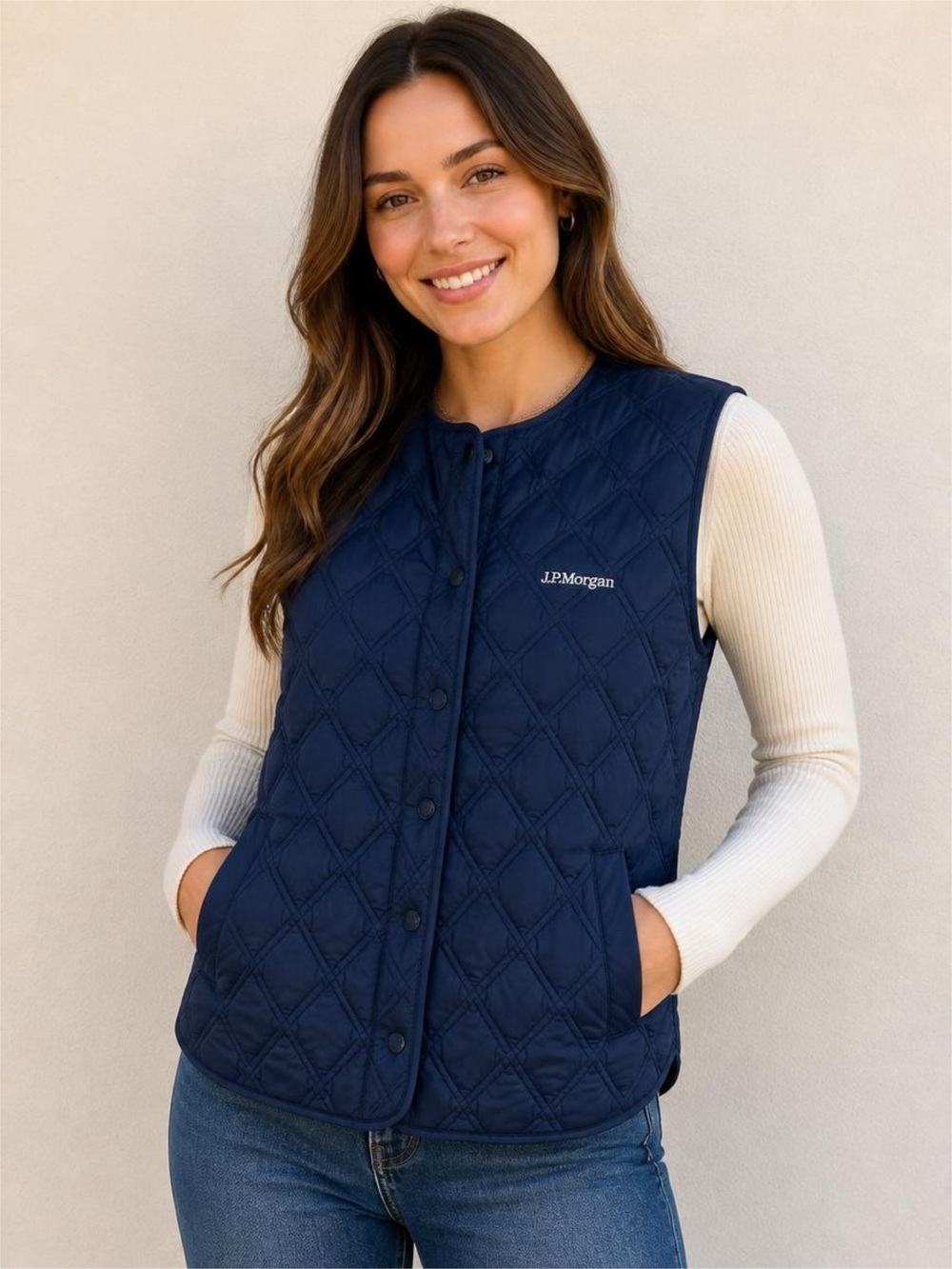 Marine Layer RDS DOWN & Feathers Nylon Navy Quilted Vest Sz M